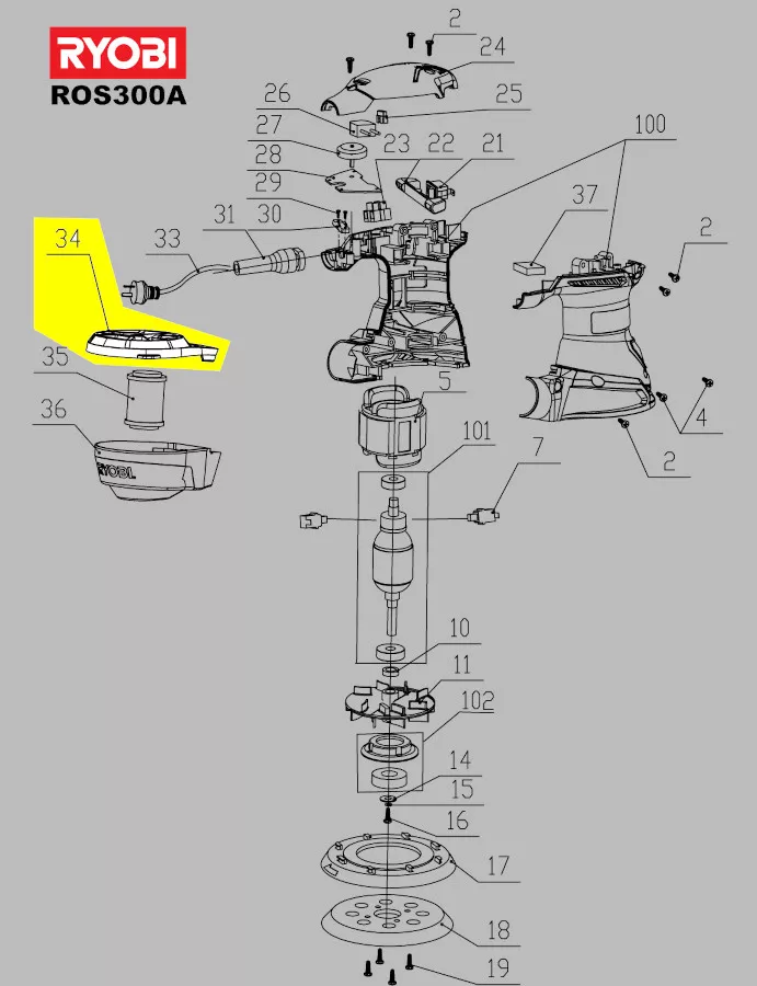 couvercle bac poussière réf. 5131030657 Ryobi